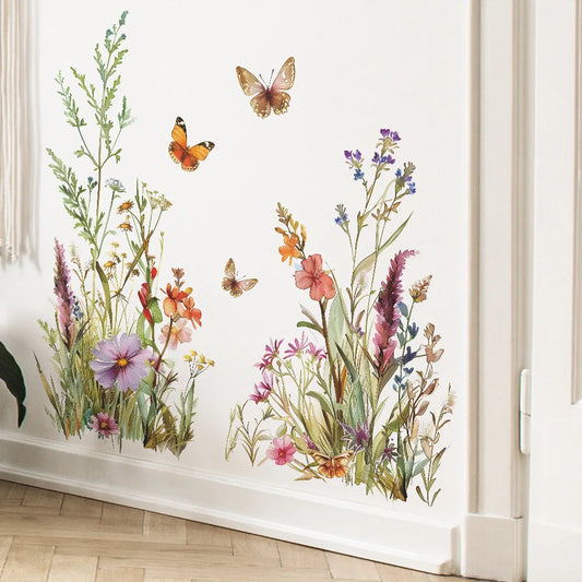 Flower and Leaf Wall Stickers | Kids Room Decor removable peel and stick wall decal by HomeDecorDecals.