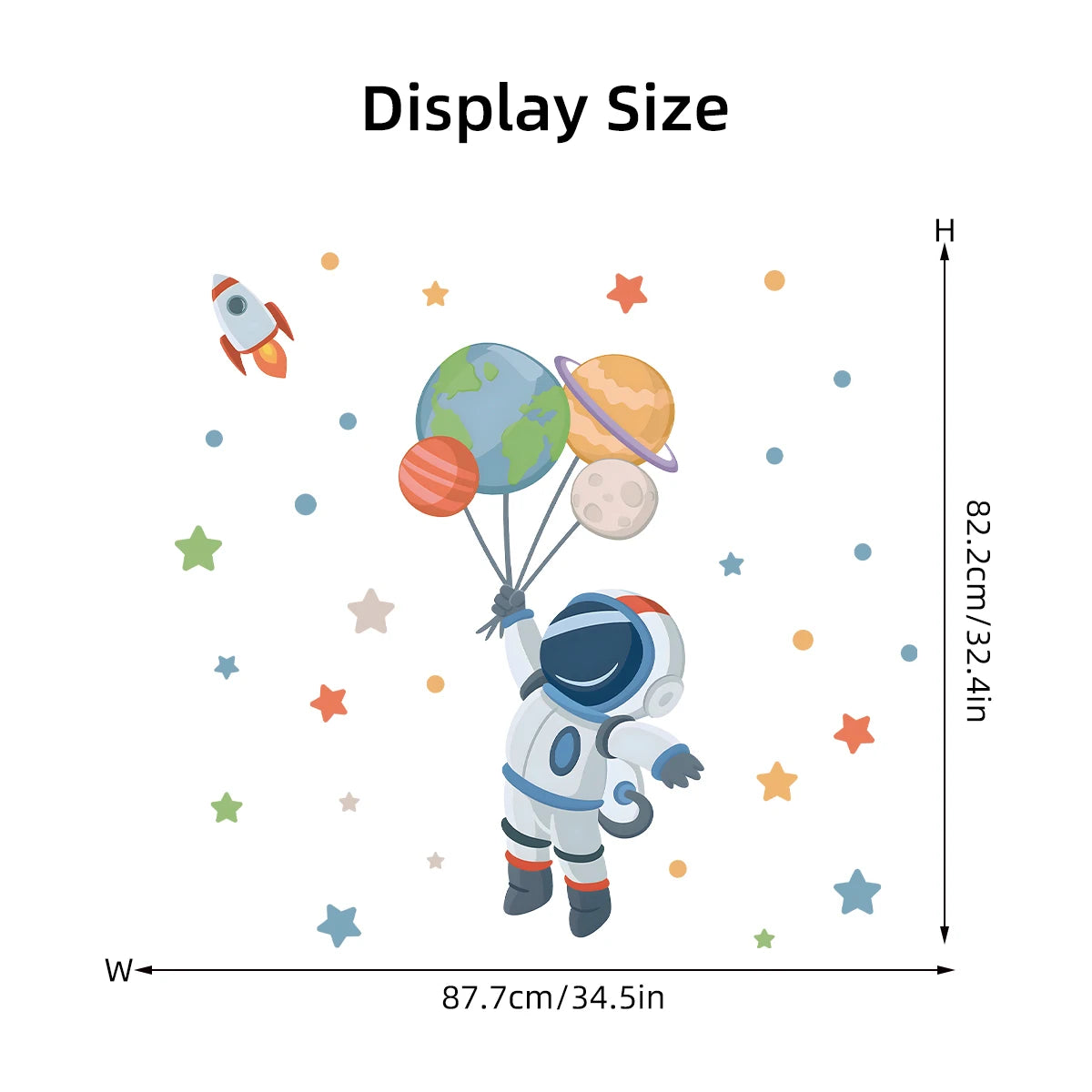 1Pc Cartoon Planet Star Astronaut Wall Sticker Children Boy Room Decoration Bedroom Kids Room Wall Decals Living Room Decor Home-HomeDecorDecals_com