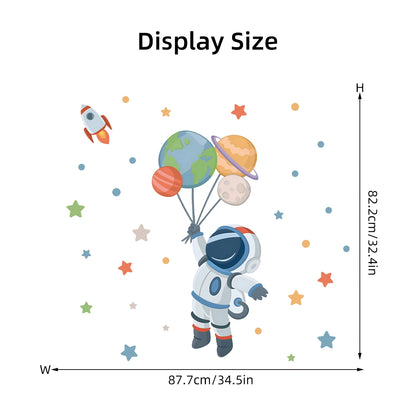 1Pc Cartoon Planet Star Astronaut Wall Sticker Children Boy Room Decoration Bedroom Kids Room Wall Decals Living Room Decor Home-HomeDecorDecals_com