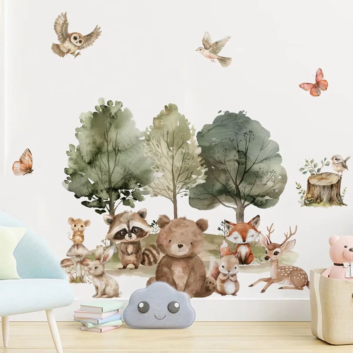 Cute Woodland Animals Kids Wall Stickers-HomeDecorDecals_com