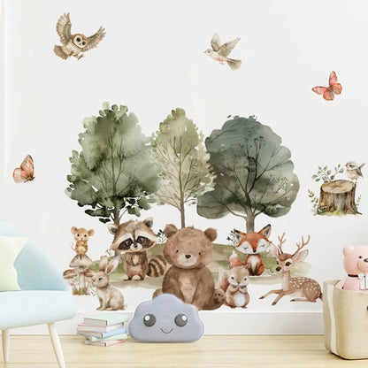 Cute Woodland Animals Kids Wall Stickers-HomeDecorDecals_com