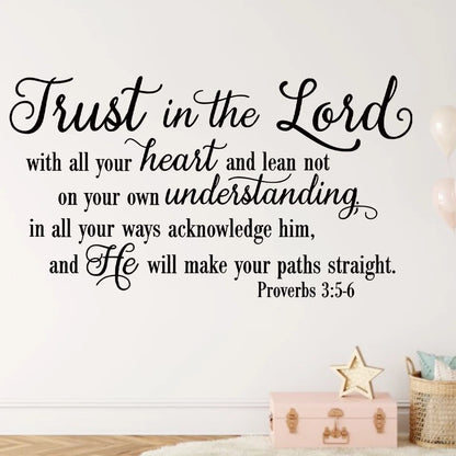 Close-up view of Trust in the Lord Scripture Wall Decal | Home Decor by HomeDecorDecals.
