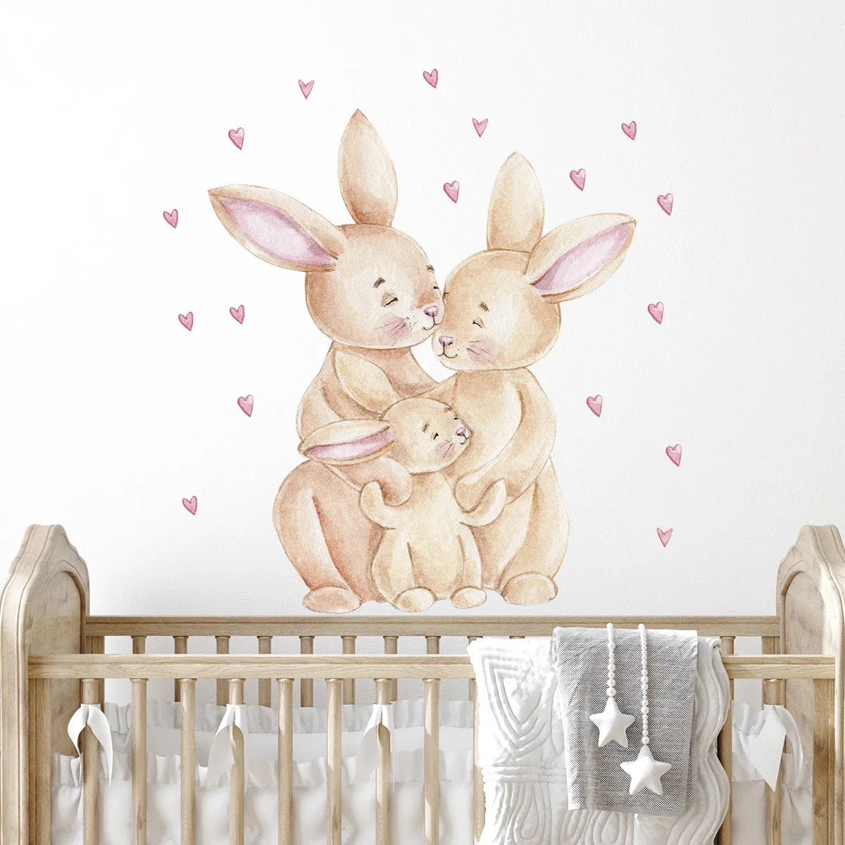 1Pc Cartoon Cute Love Heart Rabbit Wall Stickers for Kids Room Decor Baby Room Decoration Child Living Room Wall Decals DIY-HomeDecorDecals_com