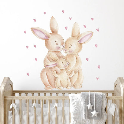 1Pc Cartoon Cute Love Heart Rabbit Wall Stickers for Kids Room Decor Baby Room Decoration Child Living Room Wall Decals DIY-HomeDecorDecals_com