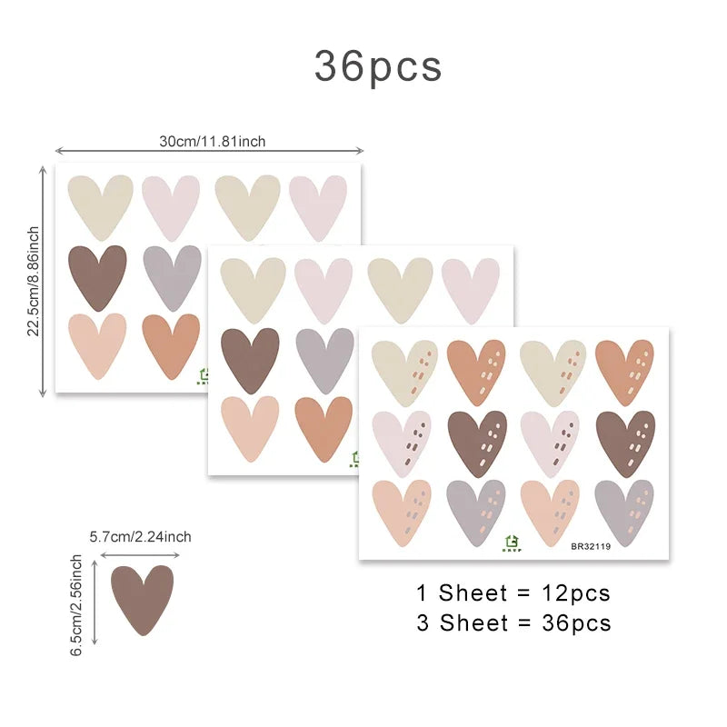 Close-up view of Heart Shape Boho Style Wall Decal | Home Decor by HomeDecorDecals.