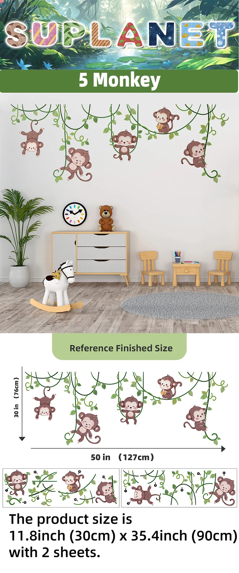 Safari Jungle Woodland Animals Wall Decals Wall Stickers for Boys Girls Baby Nursery Kids Bedroom Living Room Classroom Decor-HomeDecorDecals_com