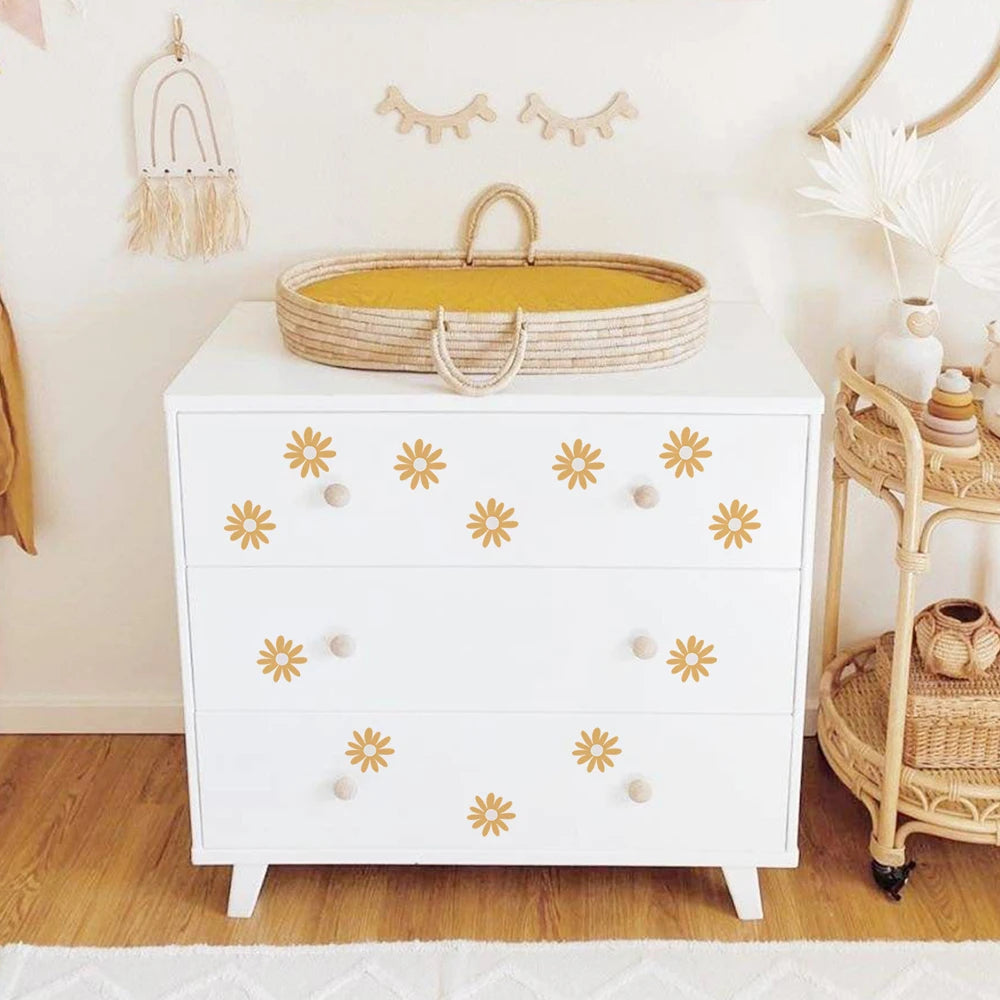 Yellow Daisy Wall Stickers for Kids Rooms Living Room Removable Baby Nursery Wall Paper Home Decoration Girls Room Interior-HomeDecorDecals_com