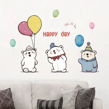 1pcs Cartoon Cute Balloon Bear Pattern Removable PVC Wall Stickers for Kids Room Decor Wall Decals Bedroom Decoration-HomeDecorDecals_com