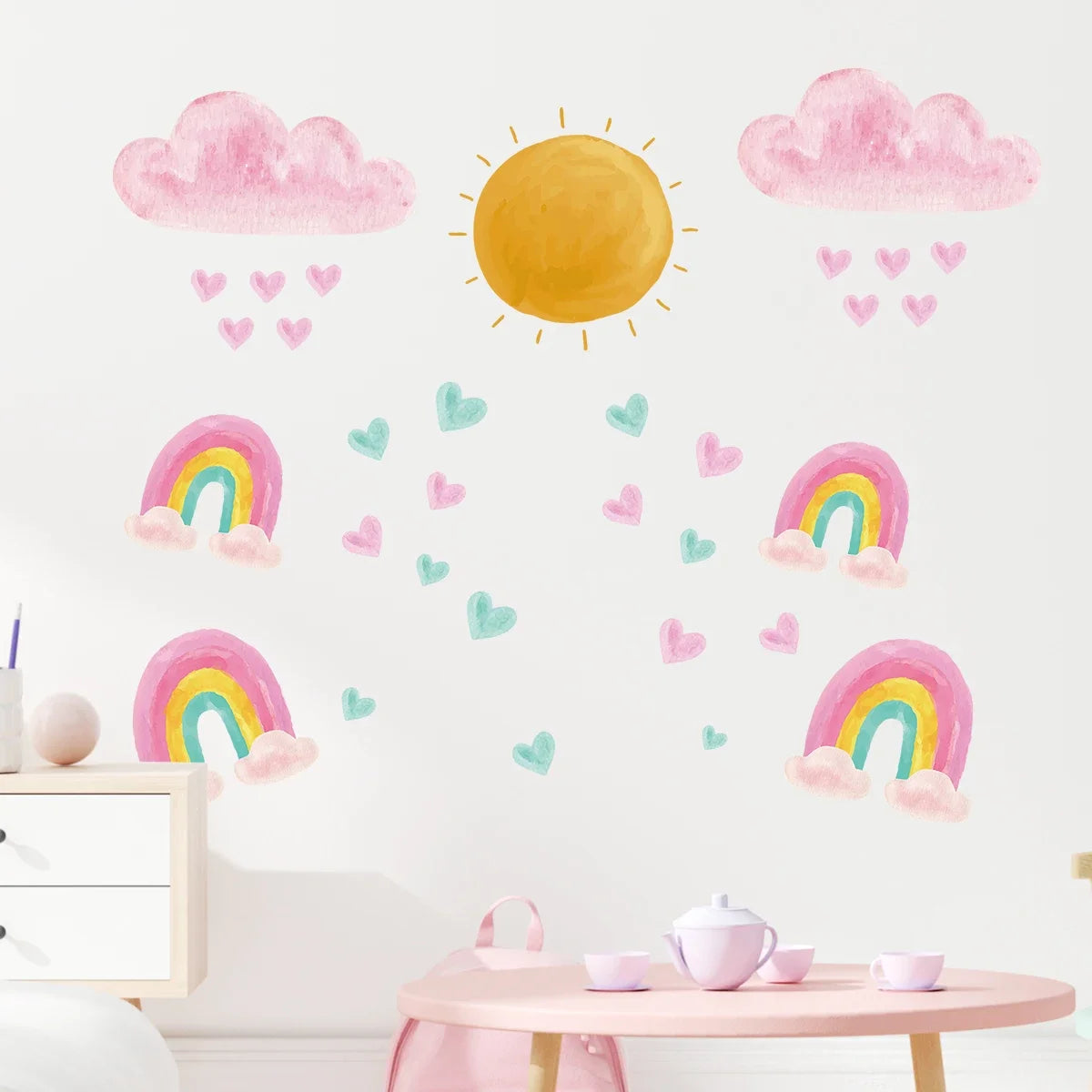 Cartoon Cute Cloud Love Rainbow Wall Stickers Decoration for Bedroom Girls Gift Kids Room Wall Art Living Room Wall Decals DIY-HomeDecorDecals_com