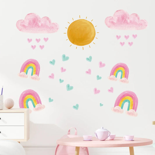Cartoon Cute Cloud Love Rainbow Wall Stickers Decoration for Bedroom Girls Gift Kids Room Wall Art Living Room Wall Decals DIY-HomeDecorDecals_com