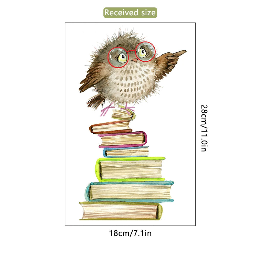 Cute Owl Books Wall Stickers PVC Kids Room Decor-HomeDecorDecals_com