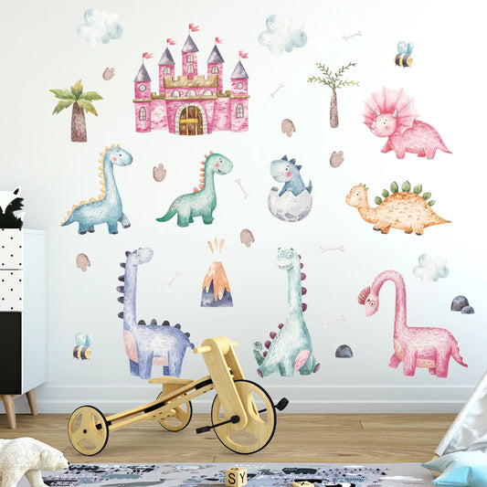 1pcs Waterproof Removable Wall Stickers for Kids Room Decor Cartoon Cute Dinosaur Wall Decals for Bedroom Decoration Home-HomeDecorDecals_com