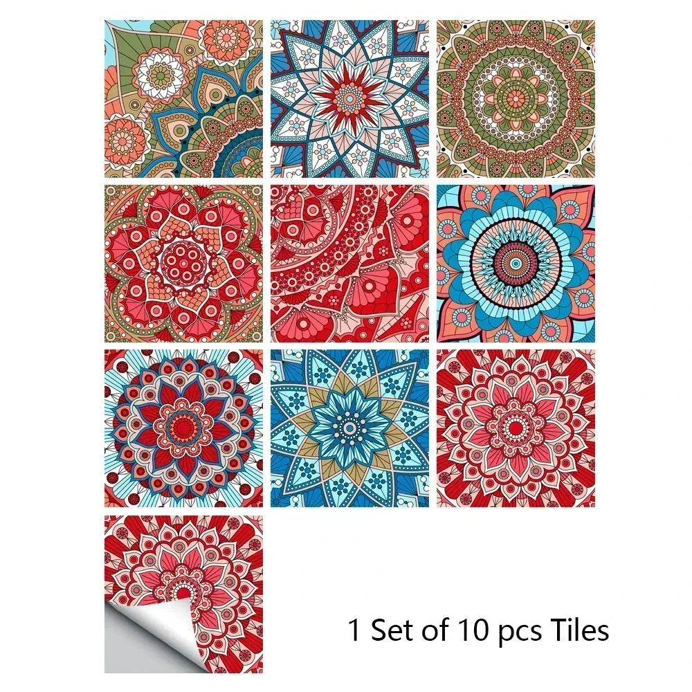 Close-up view of Mandala Style Tiles Wall Sticker | Home Decor by HomeDecorDecals.