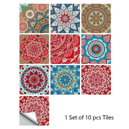 Close-up view of Mandala Style Tiles Wall Sticker | Home Decor by HomeDecorDecals.
