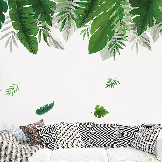Tropical Palm Leaves Green Plants Wall Decal | Home Decor removable peel and stick wall decal by HomeDecorDecals.