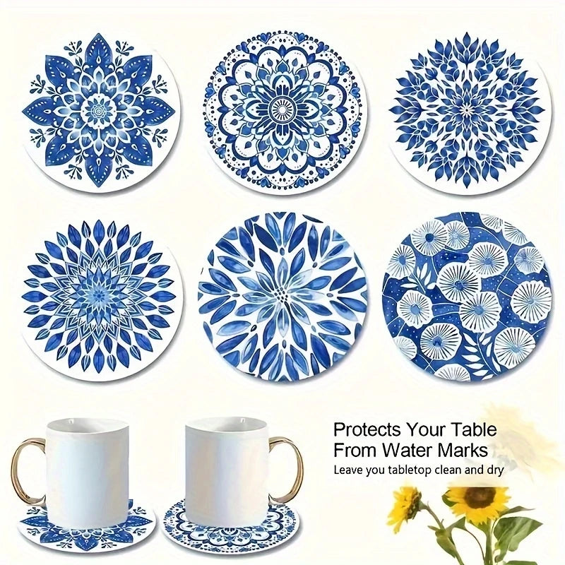 Wood Mandala Flower Round Coasters | Home Decor by HomeDecorDecals.
