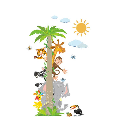 Animals Coconut Tree Wall Sticker Living Room For Kids Room Home Decoration Mural Bedroom Wallpaper Removable Cartoon Stickers-HomeDecorDecals_com