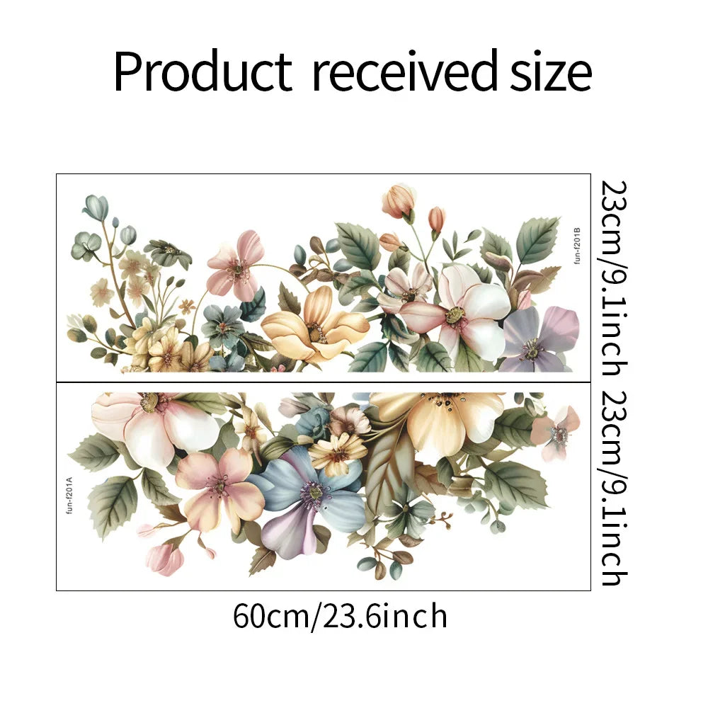 Painted Flowers and Green Leaf Wall Decal | Home Decor home decor design by HomeDecorDecals.
