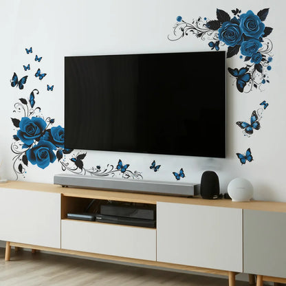 Blue Butterfly Wall Decal | Home Decor displayed in room decor by HomeDecorDecals.