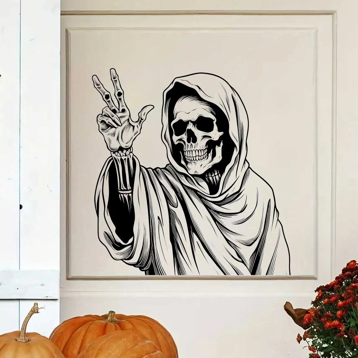 Black Cape Skull Pattern Wall Decal | Home Decor removable peel and stick wall decal by HomeDecorDecals.