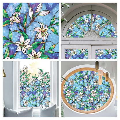 Window Privacy Film Adhesive Film Static Clings 3D Decorative Flower Window Film Stained Vinyl Glass Christmas Window Sticker-HomeDecorDecals_com