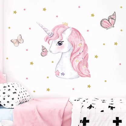 Cartoon Cute Animal Unicorn Wall Sticker Kids Room Wall Art Decoration for Bedroom Girls Sweet Home Decore Living Room Wallpaper-HomeDecorDecals_com