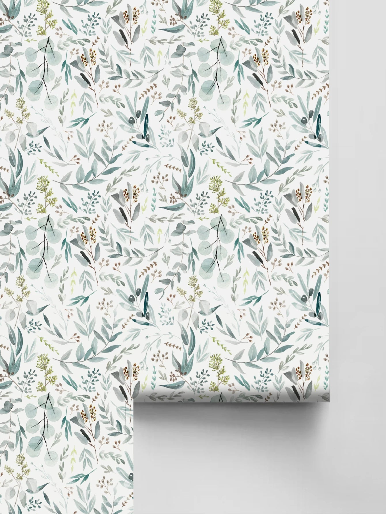Close-up view of Curly Leaf Branch Pattern Wall Decal | Home Decor by HomeDecorDecals.