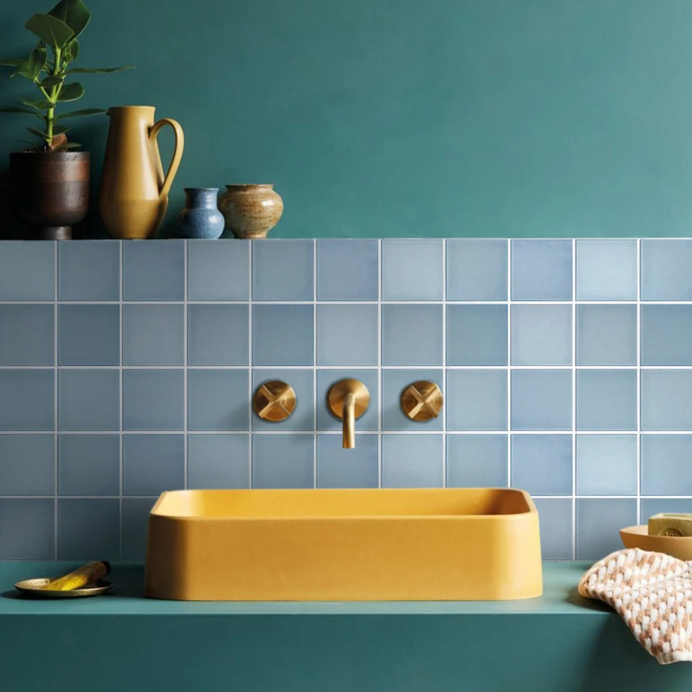 Close-up view of Waterproof 3D Matte Tile Vinyl Wall Decal | Room Decor by HomeDecorDecals.