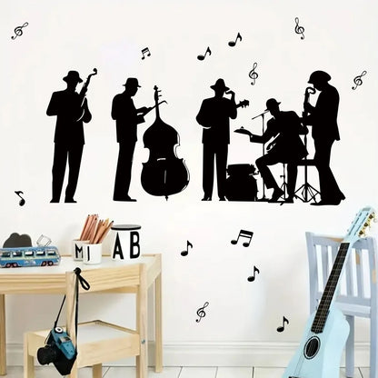 Close-up view of Creative Band Playing Wall Decal | Room Decor by HomeDecorDecals.