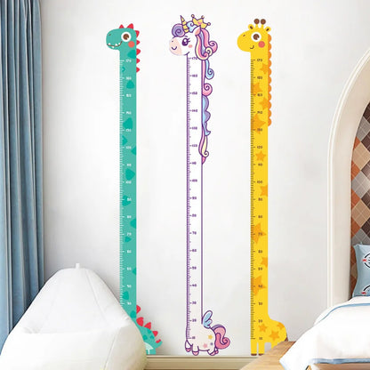Children Growth Height Ruler Sticker To Measure And Record Kids Height With Unicorn Dinosaur Giraffe Cartoon Nursery Decor-HomeDecorDecals_com