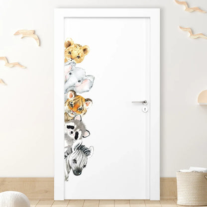 Cartoon Cute Watercolour Animals Door Stickers Decoration for Bedroom Wall Sticker Living Room Wall Art Home Decore Kids Room-HomeDecorDecals_com