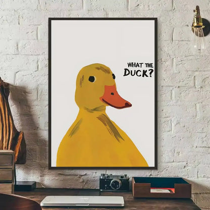 What The Duck Print Art Funny Cute Animal Poster Self-adhesive Art Waterproof Paper Sticker Coffee House Bar Room Wall Decor-HomeDecorDecals_com