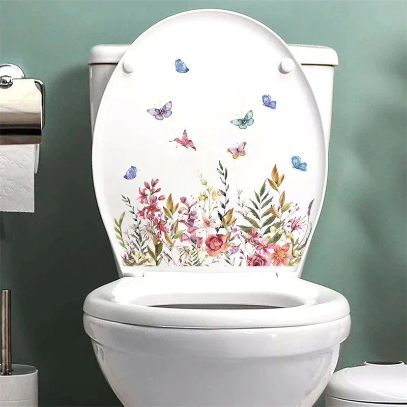 Plant Leaves Wall Sticker Toilet Sticker WC Self Adhesive Mural Beautify Flower Home Decoration Decals Refrigerator sticker-HomeDecorDecals_com
