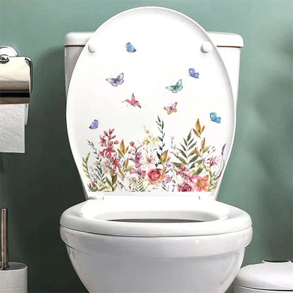 Plant Leaves Wall Sticker Toilet Sticker WC Self Adhesive Mural Beautify Flower Home Decoration Decals Refrigerator sticker-HomeDecorDecals_com