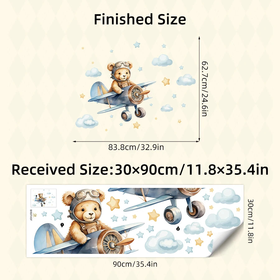 Cartoon Astronaut Bear Wall Sticker PVC Kids Decor-HomeDecorDecals_com