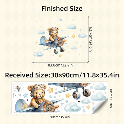 Cartoon Astronaut Bear Wall Sticker PVC Kids Decor-HomeDecorDecals_com