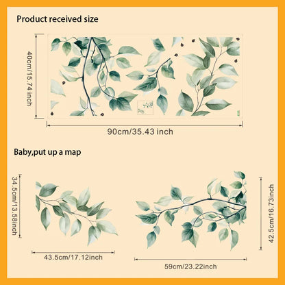 Fresh Tree Branches Green Leaves Wall Stickers Bedroom Living Room Entrance Home Decoration Beautification Wall Decor Wall Art-HomeDecorDecals_com