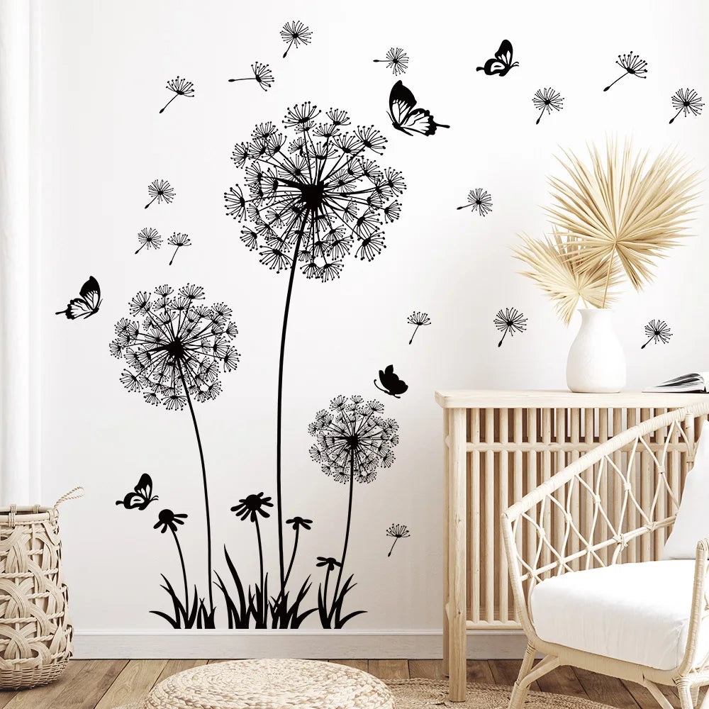 Close-up view of Simple Dandelion Wall Decal | Room Decor by HomeDecorDecals.