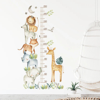 3PC Cartoon Animal Height Ruler Wall Stickers for Waterproof Removable PVC Kids Room Kindergarten Home Decoration-HomeDecorDecals_com