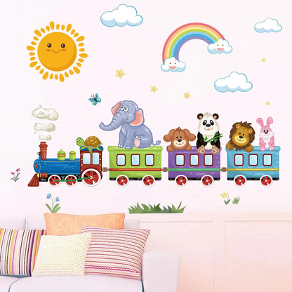 Cute Rainbow Train Wall Sticker PVC Kids Room Decor-HomeDecorDecals_com