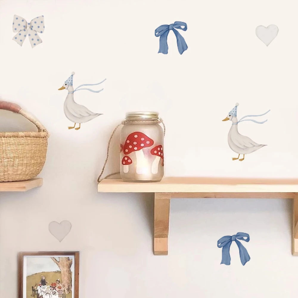 Vinyl Vintage Goose Themed Storybook Baby Room Nursery Wall Decal, Peel and Stick Reusable and Removable Goose Wall Stickers-HomeDecorDecals_com