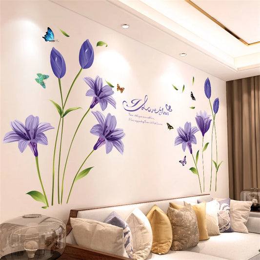 Flowers and Butterfly Wall Decal | Home Decor by HomeDecorDecals.