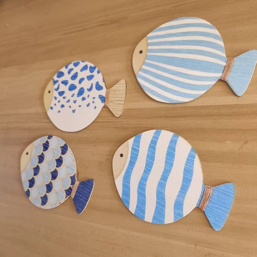 Additional view of Wooden Ocean Fish Wall Hanging Ornaments | Home Decor by HomeDecorDecals.