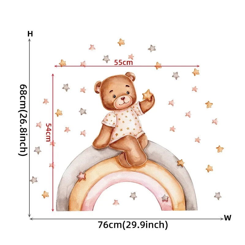 Cartoon Grey Baby Elephant Moon Gold Stars Wall Stickers for Kids Room Decor Nurserry Wall Decals Girl Boy Room Decorative-HomeDecorDecals_com