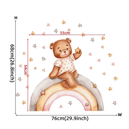 Cartoon Grey Baby Elephant Moon Gold Stars Wall Stickers for Kids Room Decor Nurserry Wall Decals Girl Boy Room Decorative-HomeDecorDecals_com