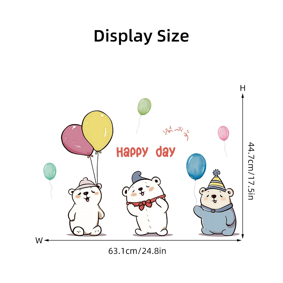 1pcs Cartoon Cute Balloon Bear Pattern Removable PVC Wall Stickers for Kids Room Decor Wall Decals Bedroom Decoration-HomeDecorDecals_com