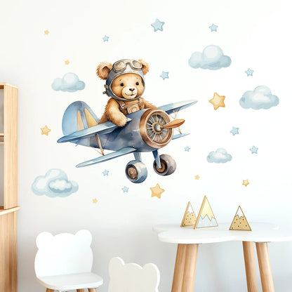 Cartoon Astronaut Bear Wall Sticker PVC Kids Decor-HomeDecorDecals_com