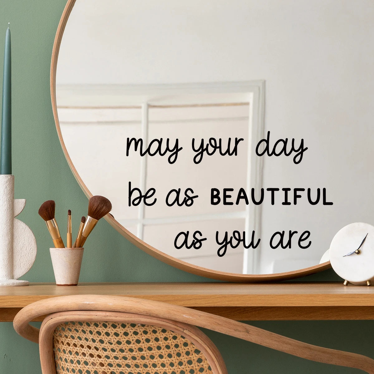 Close-up view of Inspirational Quote Mirror Decal | Home Decor by HomeDecorDecals.