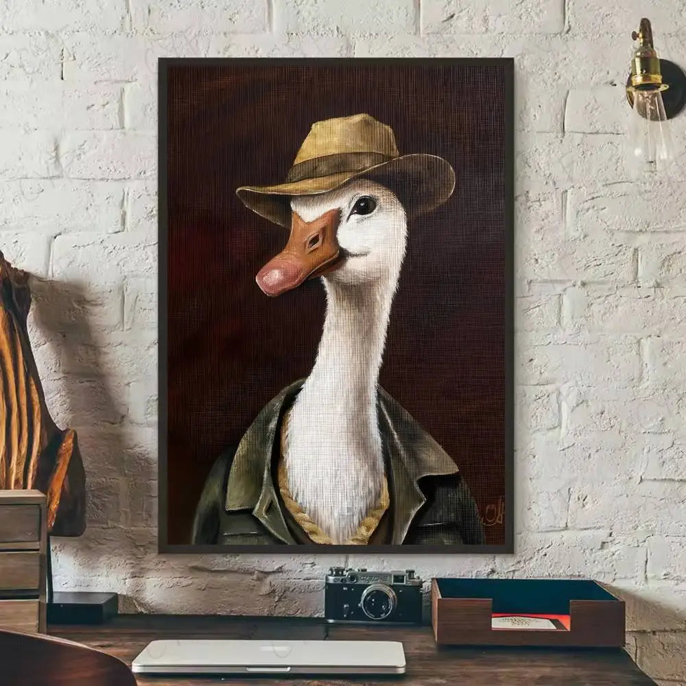What The Duck Print Art Funny Cute Animal Poster Self-adhesive Art Waterproof Paper Sticker Coffee House Bar Room Wall Decor-HomeDecorDecals_com