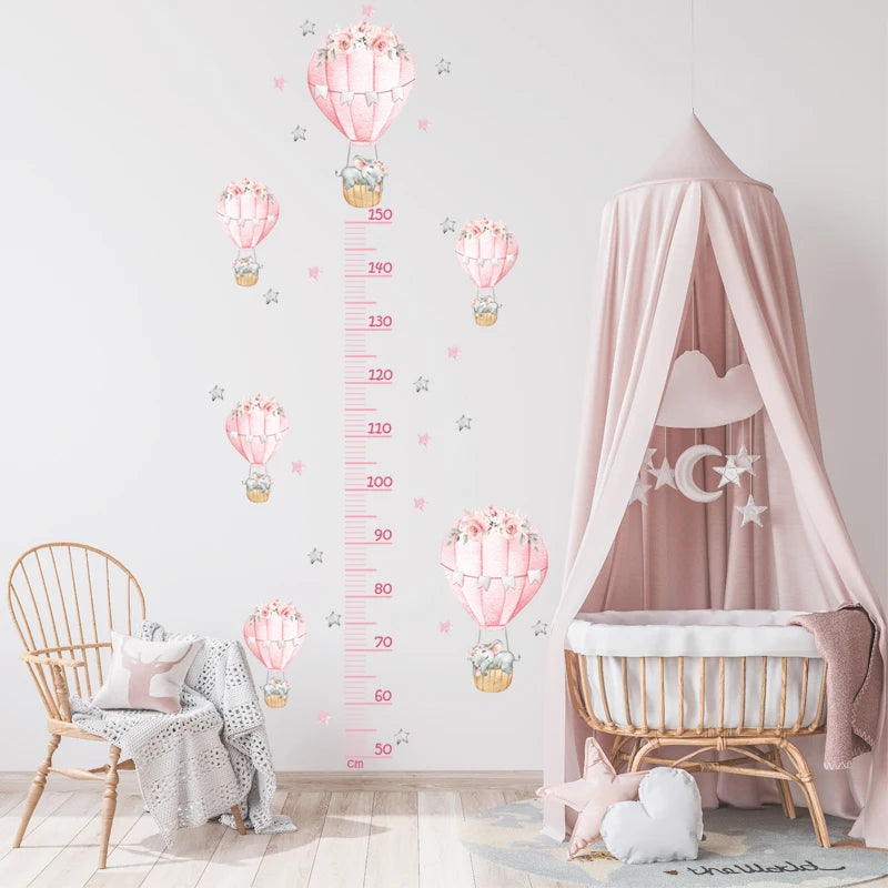 Large Sleeping Elephant Bear Moon Height Measure Wall Stickers for Kids Room Growth Chart Animals Ruller Wall Decals Home Decor-HomeDecorDecals_com